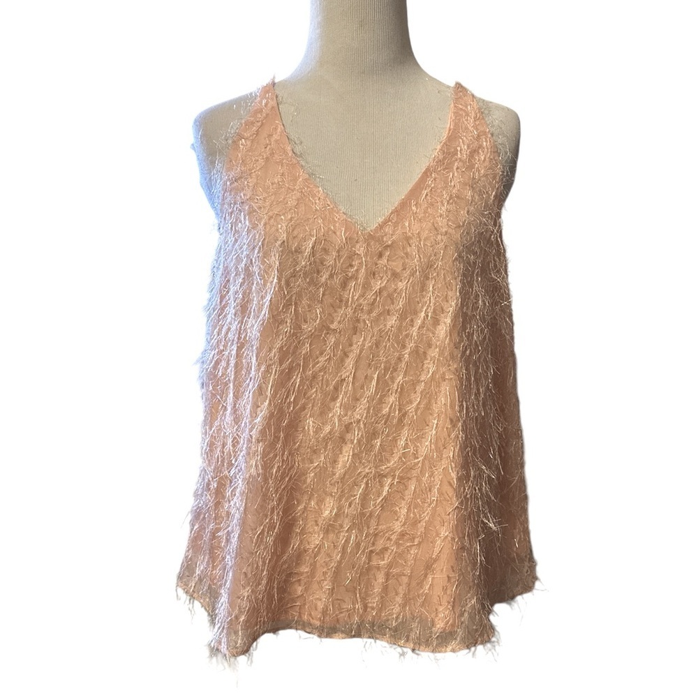 On Twelfth brand light peach strappy top with texture, medium, new